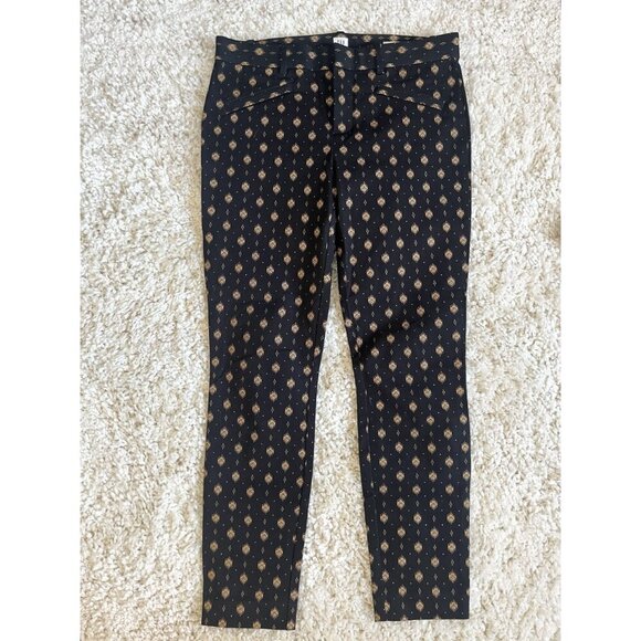 Gap 4 Skinny Ankle Black & Gold Print Pants New - Picture 2 of 5